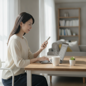 💕28歳、元アパレル店員だった私が月40万稼ぐ秘密！スマホでできる在宅メール仕事のリアルな一日🌸